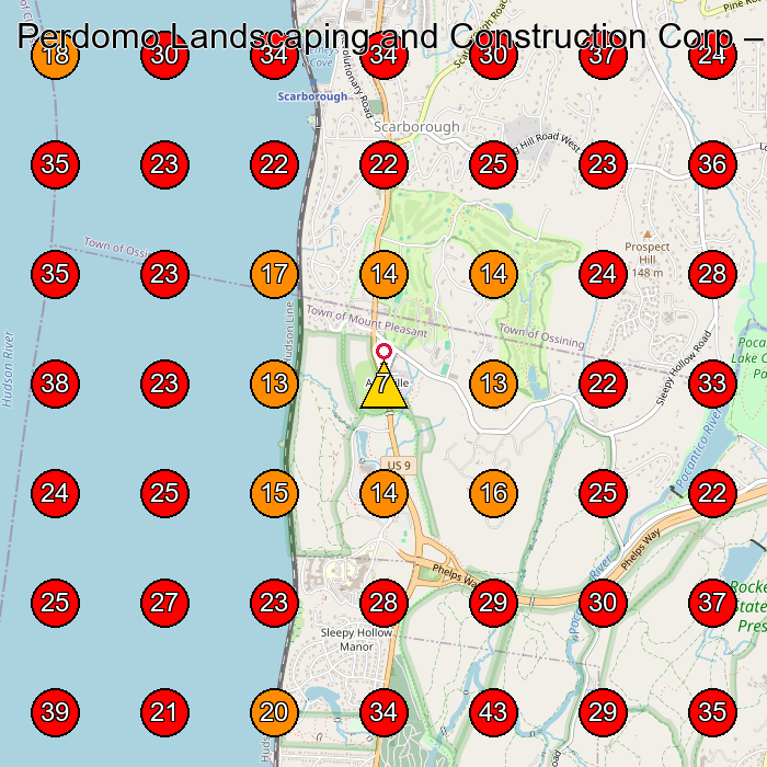 Perdomo Landscaping and Construction Corp GeoGrid visibility map for Moving Company in None